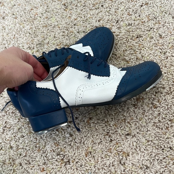 blue and white baroque tap shoes women's size 7 - Picture 1 of 6